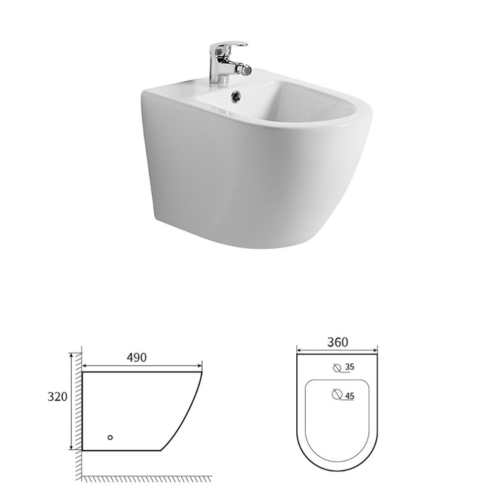 AIDI Wall-Hung Bidet Toilet Set — Round Rimless Ceramic - Image 3
