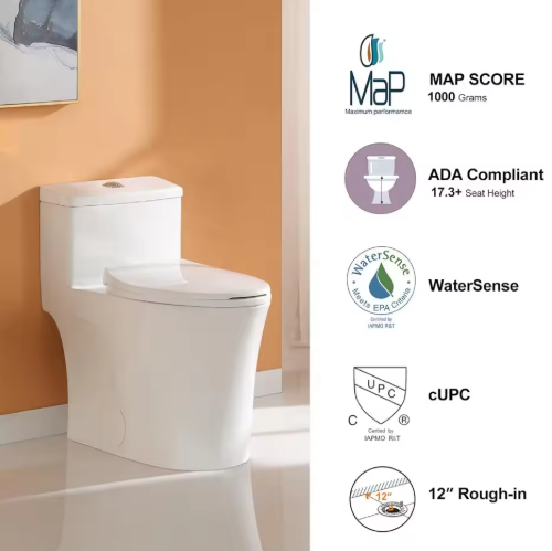 Dual-Flush One-Piece Siphonic Toilet | Elongated Bowl | CE Certified - Image 4